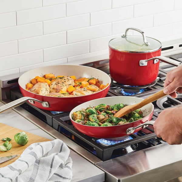 Kitchenaid Hard Anodized Ceramic 9-Piece Nonstick Cookware Set – Includes Fry Pans, Saucepan, Stockpot, Durable, Even Heating, Oven Safe to 500°F, Empire Red6