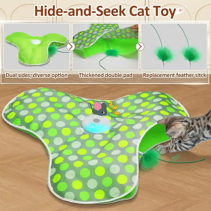 Sofolor Interactive Cat Toy, Automatic Cat Toys for Indoor Cats, Hide and Seek Cat Toy with Motion Activated, Moving Feather, Chirping, USB Rechargeable2