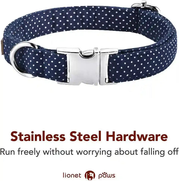 Lionet Paws Boy Dog Collar with Bowtie, Comfortable Adjustable Cute Navy Blue Bow Tie Collar for Male Dogs Gift, Xlarge, Neck 16-26 Inches2
