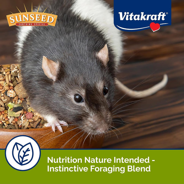 Sunseed Vita Prima Rat and Mouse Food 2Lb. Resealable Bag - Supports Instinctive Foraging - Blended with Grains Added Vitamins and Minerals Ingredients - No Artificial Colors Flavors or Preservatives3