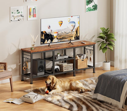 TV Stand for Tvs up to 55 Inch, Entertainment Center with Open Storage Shelves, Media Console Table with Soundbar Shelf for Living Room, Bedroom, Rustic Brown5