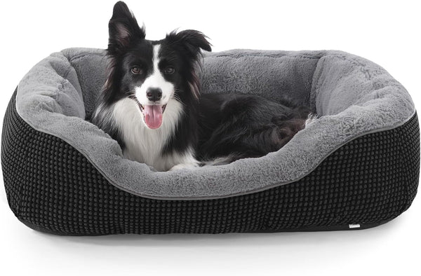 INVENHO Medium Dog Beds for Medium Dogs Washable, Rectangle Dog Bed Medium Size Dog, Orthopedic Dog Bed, Warming Soft Calming Sleeping Puppy Bed Durable Pet Bed with Anti-Slip Bottom M(30"X24"X9")42