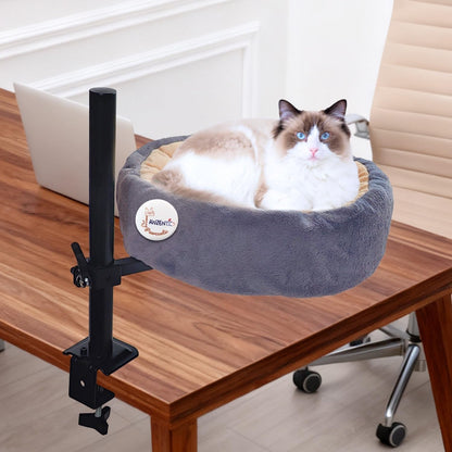 Cat Desk Bed, XL, Reversible 2-Tone, Adjustable, Light Gray10