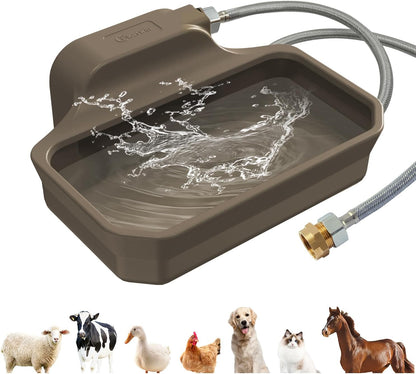 FICUSWIN 135OZ Automatic Water Dispenser for Large Dogs Patented Outdoor Dog Water Bowl Dispenser Automatic Dog Feeder Fit 3/4'' GHT Faucet Dog Waterer Include Water Hose Extra-Large Drinking Area8