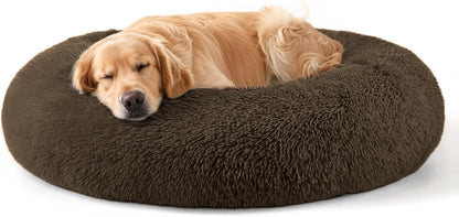Hoewina Dog & Cat Bed for Indoor Cats, 20In Calming Donut Bed for Puppy and Kitten, Washable round Fluffy Pet Bed for Small Medium Dogs and Cats (Light Grey)46