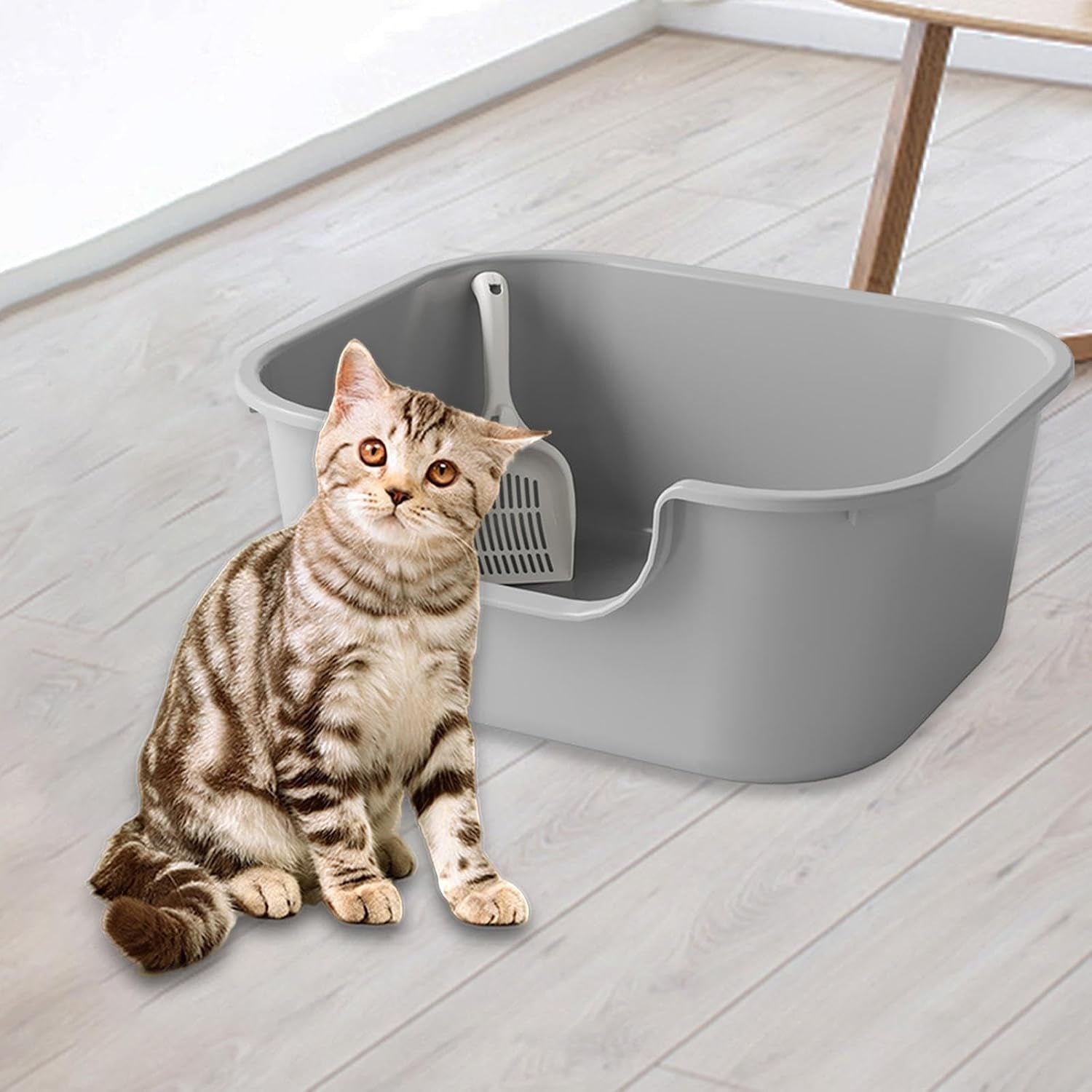 oversized-open-top-pet-litter-tray-with-high-sides-semi-closed-cat-litter-basin-portable-bedpan-for-cats-grey
