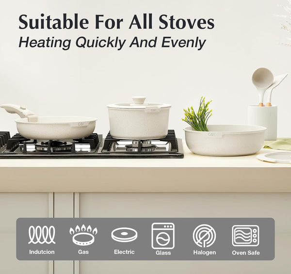 21 Piece Pots and Pan Set Non Stick, Ceramic Cookware Set with Detachable Handle, RV Camping Stackable Kitchen Set, Pots and Pans Set Non Toxic, Induction Compatible, Oven Safe, 21PCS4