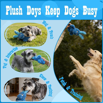 Donkey Squeaky Plush Dog Toy for Small Medium Large Dogs, Blue | Stuffed Plush, Crinkle, Squeaky, Lightweight, for Tug and Chew, Indoor Outdoor Play Keep Dog Busy, Birthday Gift4
