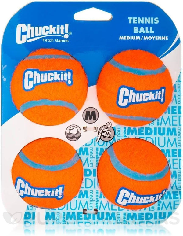 Chuckit! Dog Tennis Ball Dog Toy, Medium (2.5 Inch Diameter) for Dogs 20-60 Lbs, Pack of 413