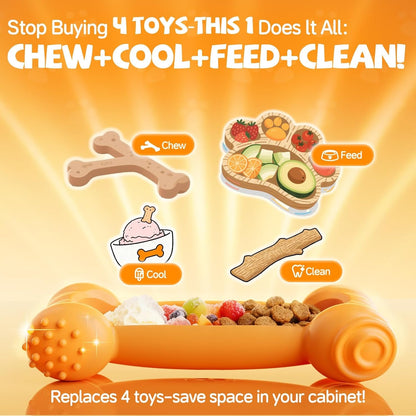 2-Pack Freeze Toys for Dogs Slow Feeder Lick Bone Indestructible Chew Toy | for Aggressive Chewers,Puppy Teething Relief,Fillable Enrichment Treat Toy Suitable for Small & Medium Breed(Nylon)3