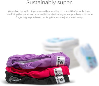 Pet Parents® Washable Dog Diapers (3Pack) + Extendrs® of Durable Doggie Diapers, Premium Dog Diapers Female (Large, Princess)6