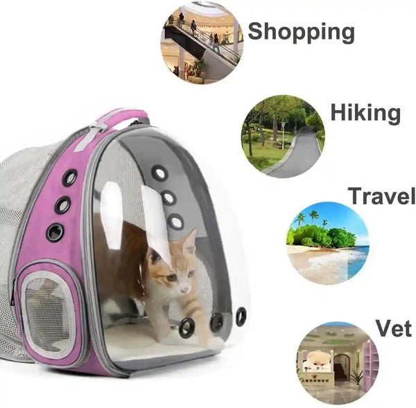 Expandable Pink Cat Backpack Carrier, Fit up to 12 Lbs, Space Capsule Clear Bubble Window Pet Carrier Backpack for Kitten Bunny Rabbit and Small Puppy4