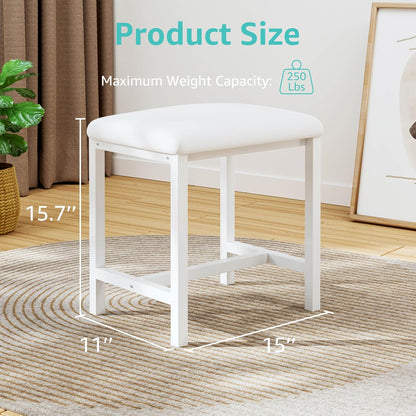 Small Vanity Stool, Cute Vanity Stools with Cushion, White Makeup Vanity Chair for Small Spaces, Living Room, Bedroom, Bathroom, Entryway, Ottoman Foot Rest for Couch Sillas Modern2