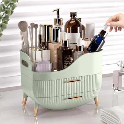 Makeup Organizer with Drawers, Green Skincare Organizer for Vanity, Storage Box with Handle, Large Cosmetic Display Case for Dresser, Bathroom Countertop4
