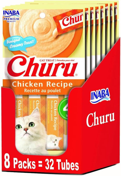 INABA Churu Lickable Purée Natural Cat Treats - Tuna Recipe (4 Servings per Package, 8 Packages) (32 Tubes)8