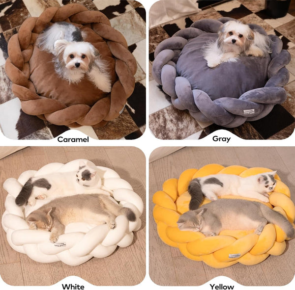 CHEERPALS Weave Cat Bed for Indoor Cats,Cute Pet Bed with Washable Cushion Fluffy Kitty Bed for Small Dog(Dark Gray)7