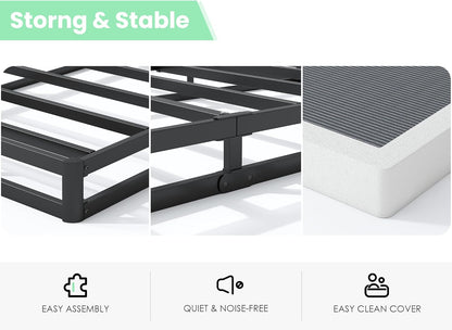 3 Inch Low Profile Box Spring Queen Size | Sturdy Metal Frame Mattress Foundation, Easy Assembly, Quiet & Noise-Free5