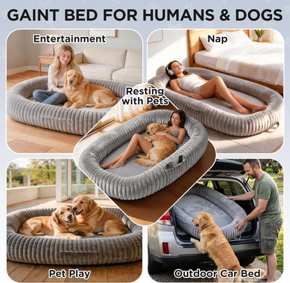 Oversized Human Dog Bed for Large Breed Dogs, 77.5X61.8X9.8 Inch Extra Large Plush Orthopedic Bed with Washable Removable Cover, Non-Slip Bottom, Soft Plush Shared Bed for Bedroom Living Room7