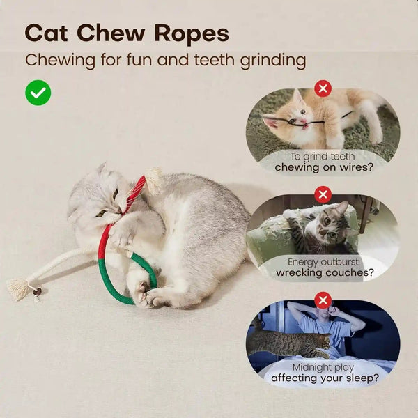Potaroma Cat Toys Chew Ropes 3Pcs with Refillable Natural Catnip, Safe Teeth Cleaning Toy for Indoor Kittens, Interactive Cat Nip Kitty Toys for All Breeds 19.5 Inches | Safe Teeth Cleaning & Teething for Indoor Kittens, Interactive Cat Nip Kitty Toys for All Breeds 19.5 Inches2