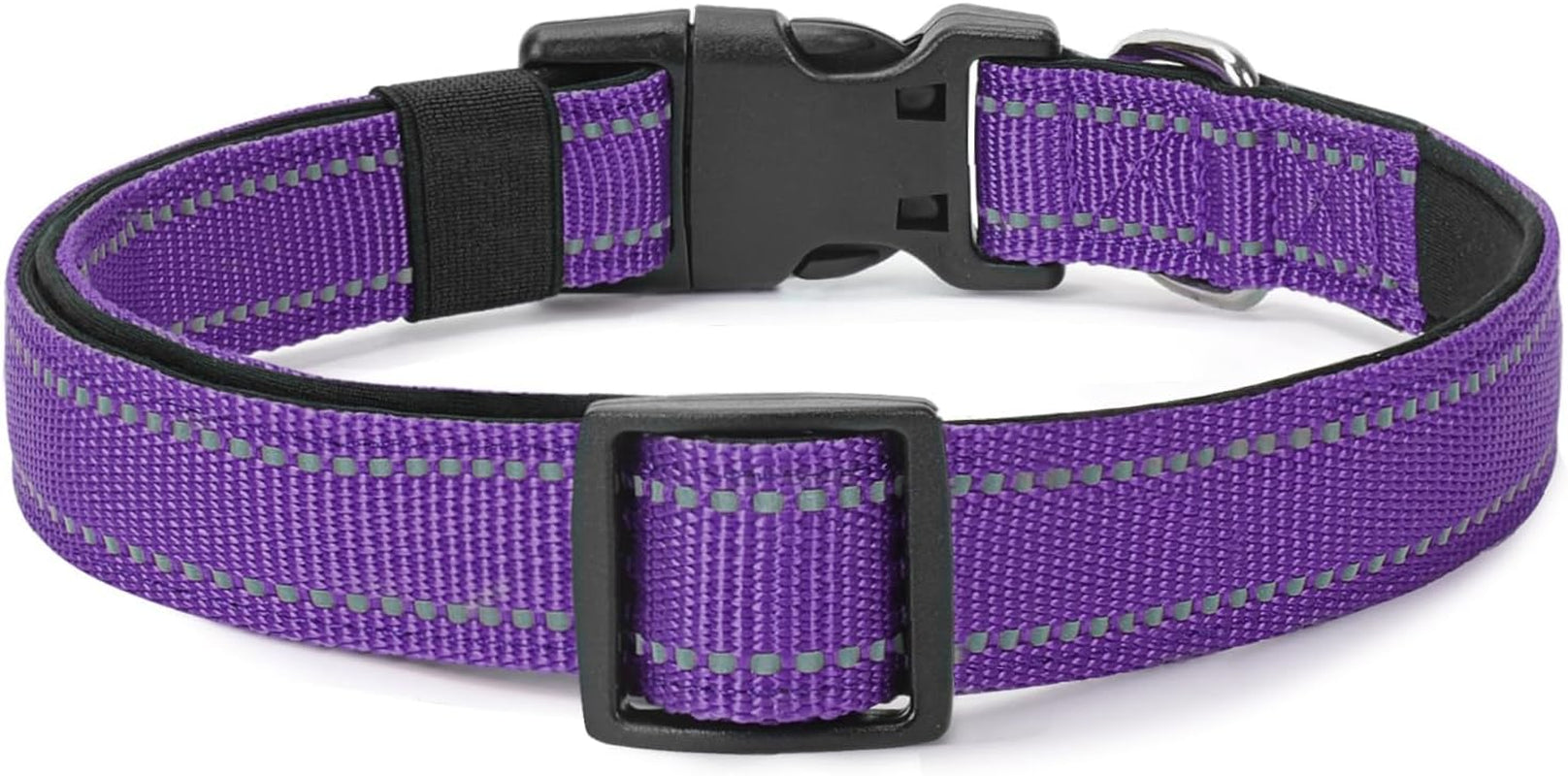 reflective-dog-collar-padded-with-soft-neoprene-breathable-quick-release-basic-dog-collars-for-medium-dogs-purple-girl