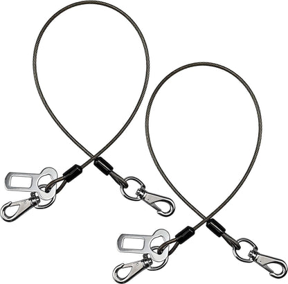 2Pcs Dog Car Seat Belt, Chew Proof Pet Safety Belt for Dogs, 2-In-1 Heavy Duty Dog Car Seatbelt Restraint, Waterproof Steel Wire Dog Leash (Black*2, 24Inch/60Cm)1