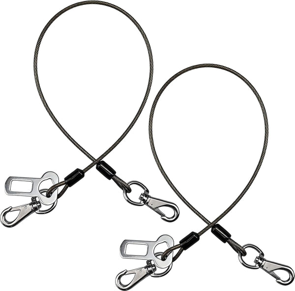 2Pcs Dog Car Seat Belt, Chew Proof Pet Safety Belt for Dogs, 2-In-1 Heavy Duty Dog Car Seatbelt Restraint, Waterproof Steel Wire Dog Leash (Black*2, 24Inch/60Cm)1