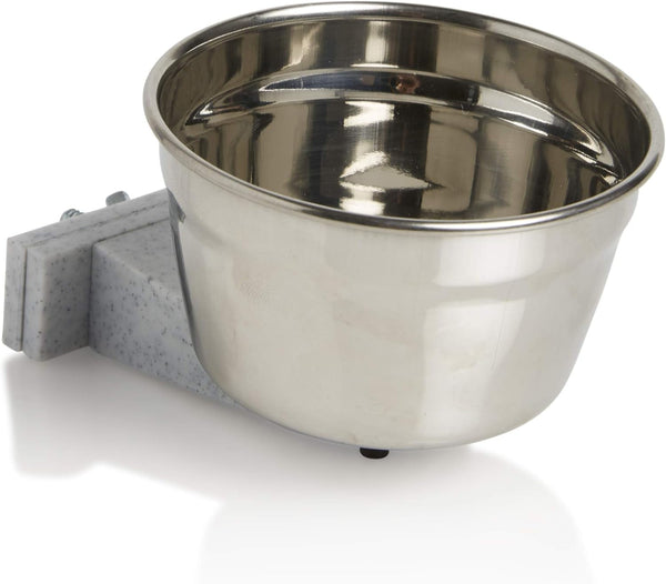 Lixit® Stainless Steel Kennel Food or Water Bowl - Non Spill Hanging Removable Crate Bowls - Carrier Cage Dish for Dogs or Cats for Feeding and Drinking (Stainless Steel, 20 Ounce)1
