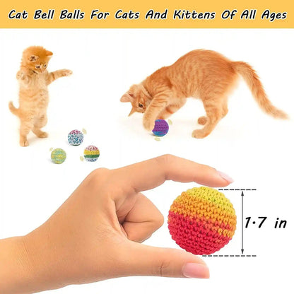 Retro Shaw Cat Toys Balls, Yarn Cat Ball with Bell Inside, Interactive Kitten Toys for Indoor Bored Cats, Handmade Crochet Kitty Ball 6 Pack5