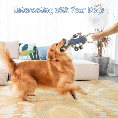 BUYPOW Funny Plush Dog Chew Toys, Squeaky Dog Toys, Interactive Tug of War Puppy Toys, Stuffed Dog Toys for Small, Medium and Large Dogs - Monkey4