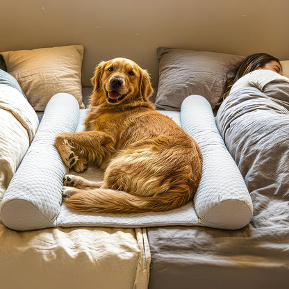 Denmate - the Only On-Bed Dog-Bed That Goes on Your Masterbed for Dogs That Love to Sleep with You. Helps Stabilize Nighttime Movement so You and Your Dog Sleep Better Together. Machine Washable.11