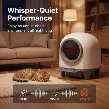 WARCAT Enclosed Self-Cleaning Litter Box – APP Control, 90L, Gray | 90L Large Capacity for Multi-Cat Homes. App-Controlled with Smart Sensors. Anti-Leakage & Safety Protection. Bags Included.7