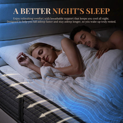 Queen Mattress 10 Inch Hybrid Mattresses in a Box | Medium Feel Foam and Individual Pocket Springs, Fiberglass Free Mattress, Extra Edge Support, Pressure Relief, Certipur-Us7