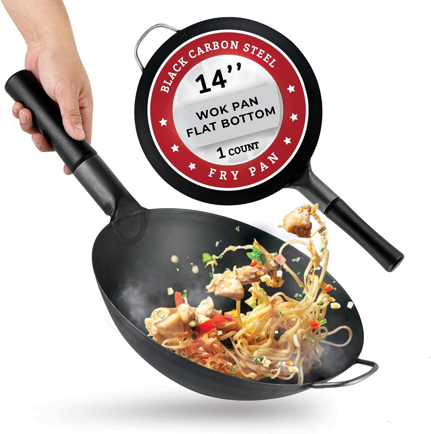 carbon-steel-wok-1-pack-of-13-3-inch-heavy-duty-uniform-heat-distribution-pan-induction-compatible-flat-bottom-wok-welded-handle-black-for-gas-stovetops-and-grills