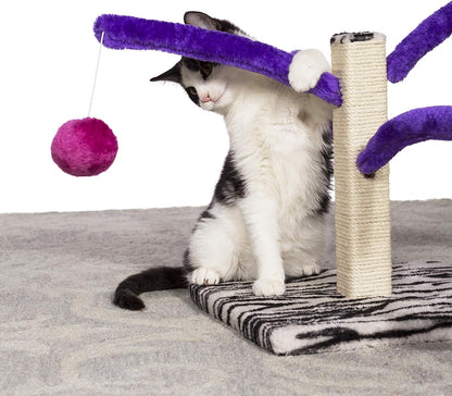 Prevue Pet Products Kitty Power Bounce 'N Spring Scratcher Furniture - Indoor Cat Scratcher Tower with Toys, Vertical Scratch Post for Small & Adult Cats - Purple3