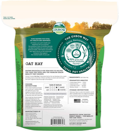 Oxbow Oat Hay, Rabbit & Guinea Pig Hay, High Fiber for Digestive Health, Grown in the USA, Veterinarian Recommended Small Pet Supplies, for Rabbits, Guinea Pigs, & Chinchillas, 15 Oz. | Oxbow Oat Hay, Bunny Hay for Rabbits, Guinea Pigs, Bunnies and Chinchillas, Hand-Sorted, De-Dusted, Made in USA2