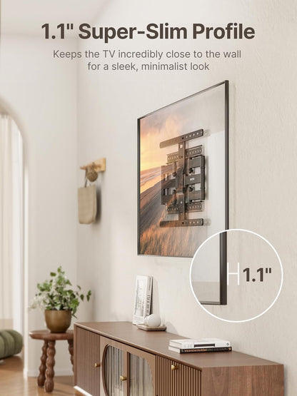 1.1-Inch Ultra Slim Full Motion TV Wall Mount for 43-90 Inch Tvs | Low-Profile Mount Holds 132 Lb at Full 16.5 in Extension; ±60° Swivel, Preassembled, Max VESA 600X400 Mm, 16/18 in Wood Studs8