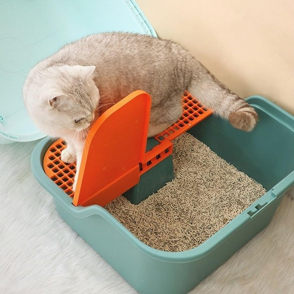 pet-supplies-enclosed-cat-litter-box-with-lid-scoop-anti-splash-hooded-tray-easy-clean