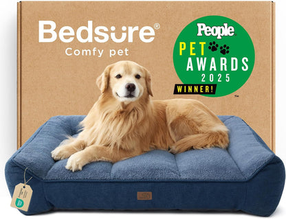 Bedsure Supportmax™ XL Orthopedic Dog Beds Large Sized Dog - Extra Thick Supportive Dogs Couch with Waterproof Washable Cover, Extra Large Comfort Pet Sofa with Soft Sherpa & Nonskid Bottom, Grey, 42"12