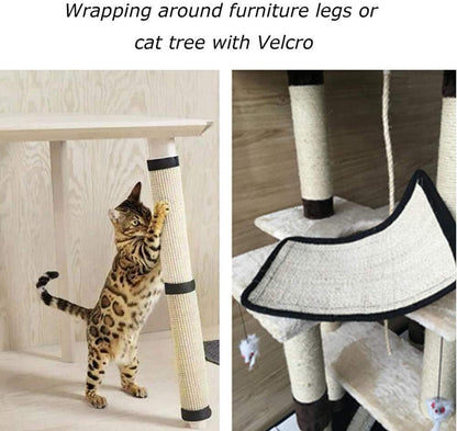 HAOZAIKEJI Cat Scratcher Mat, 2PCS Natural Sisal Cat Scratching Pad, Heavy Duty Couch Guard, Protecting Furniture, Easy Installation, Indoor, All Breed Sizes, Durable, Eco Friendly, Non Toxic7