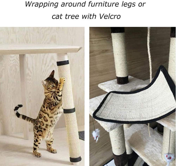 HAOZAIKEJI Cat Scratcher Mat, 2PCS Natural Sisal Cat Scratching Pad, Heavy Duty Couch Guard, Protecting Furniture, Easy Installation, Indoor, All Breed Sizes, Durable, Eco Friendly, Non Toxic7