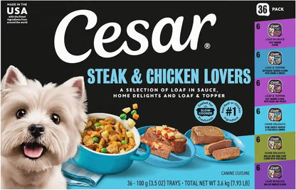 Cesar Wet Dog Food, Steak Lovers Variety Pack, 3.5 Oz, 36 Count | Real Meat #1 Ingredient, Easy Peel Trays, 100% Complete & Balanced, No Fillers, No Added Sugar, No Artificial Flavors15
