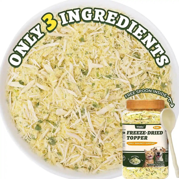 Wellix Freeze Dried Catnip Dog & Cat Food Topper, 7.05Oz | Freeze Dried Cats and Dogs Treats with Egg Yolk & Chicken for Appetite Stimulant, Low Calorie Catnip Treats12