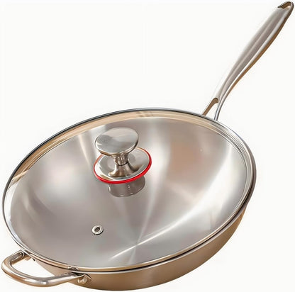 Stainless Steel 316 Wok with Lid, Stir-Fry Frying Pans, Oven and Dishwasher Safe, Induction Compatible (12.5 Inch)1