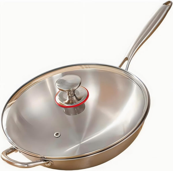 Stainless Steel 316 Wok with Lid, Stir-Fry Frying Pans, Oven and Dishwasher Safe, Induction Compatible (12.5 Inch)1
