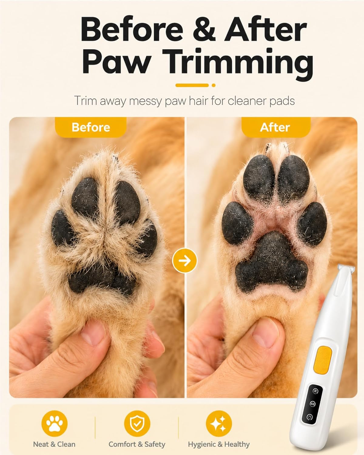 furbona-dog-paw-trimmer-18mm-quiet-dog-hair-trimmer-with-led-light-18mm-wide-blade-for-paws-face-ears-and-rump-led-light-35db-quiet-pet-grooming-ipx4-water-resistant-usb-rechargeable