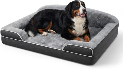Orthopedic Dog Bed for Extra Large Dogs, 45"X30" XL Dog Couch Bed | Egg Crate Foam for Pressure Relief, Cozy Bolster Sofa Design, Waterproof Removable Washable Cover, Non Slip Bottom Light Grey16