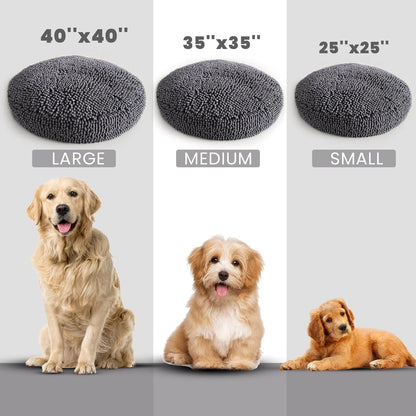 Muddy Mat® Cloud K-9 Dog Beds for Small Dogs & Cats, Soft & Relaxing round Dog Bed, Chenille Material, Removable Cover, Washable & Dryer Safe – Grey Small(25'X25')3