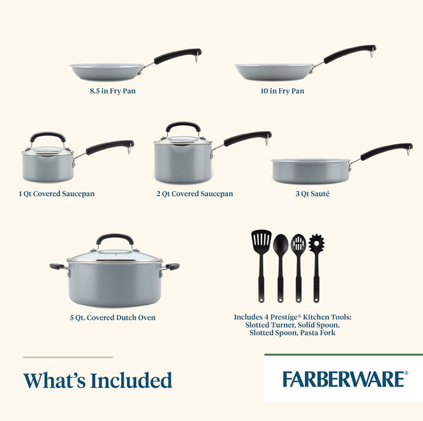 Ecoadvantage Ceramic Nonstick Cookware/Pots and Pans Set, 13 Piece - Gray4
