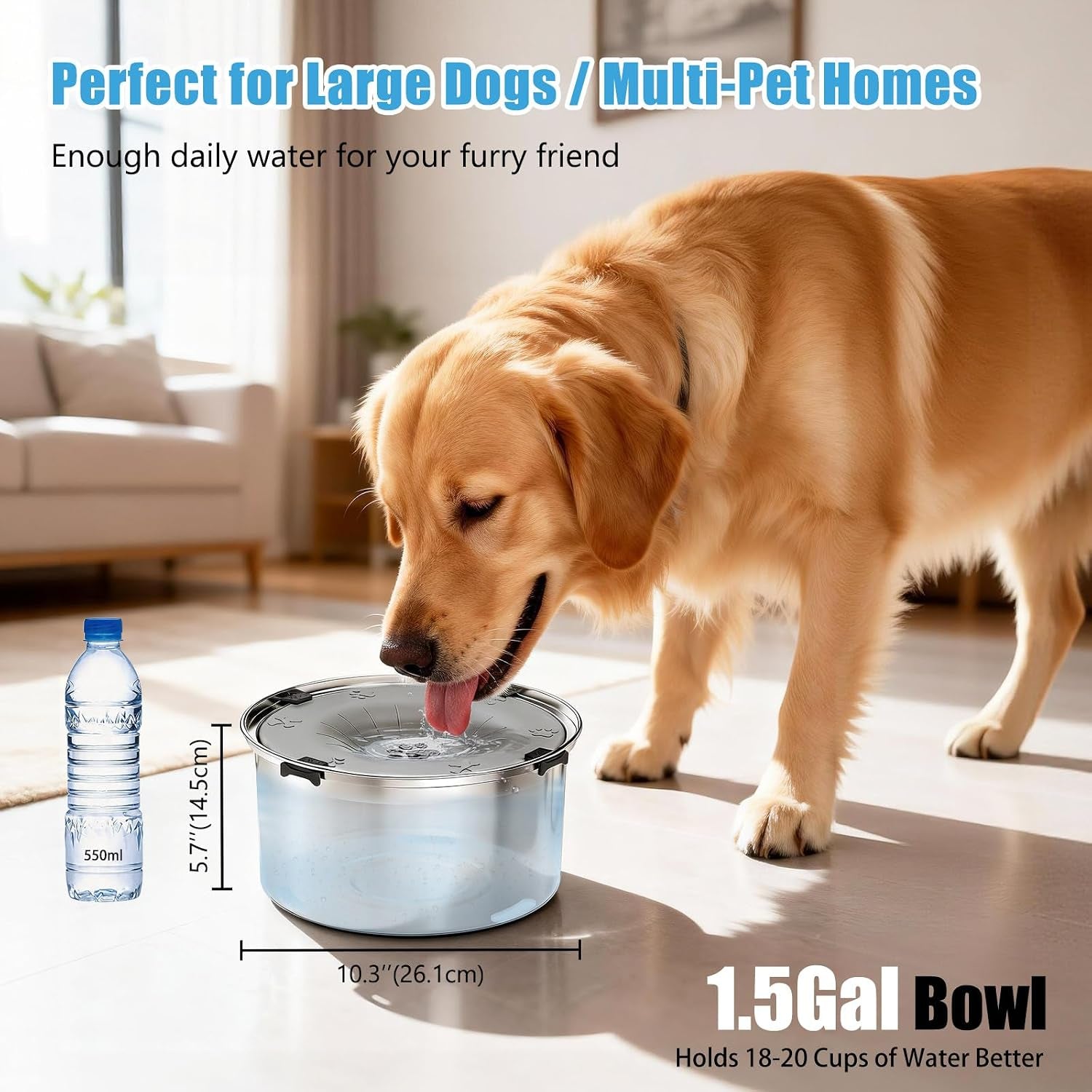 schitec-no-spill-dog-water-bowl-for-large-dogs-5-6l-1-5-gallon-stainless-steel-splash-proof-slow-drinking-pet-dish-with-floating-disk-non-slip-base-mess-free-design-for-home-or-travel-gray