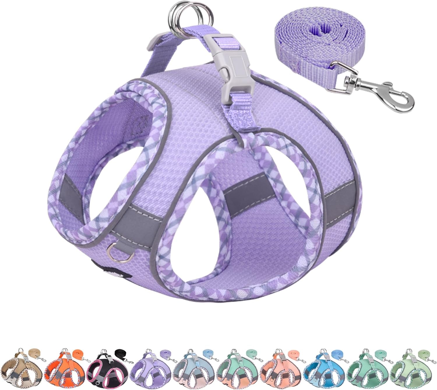 aiitle-tiny-dog-harness-lightweight-mesh-step-in-vest-for-puppy-reflective-escape-proof-design-with-high-stick-magic-tape-indoor-outdoor-use-for-chihuahua-maltese-shih-tzubrown-beige-xxxs